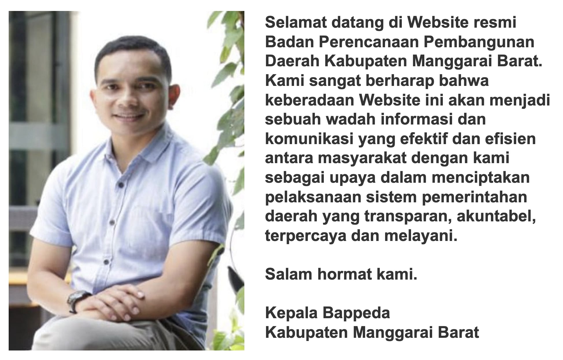 Sambutan Kepala Bappeda Kabupaten Manggarai Barat